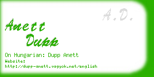 anett dupp business card